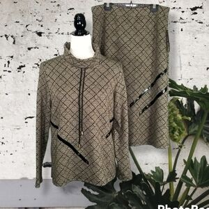 Vintage Cafe Au Lait Women's Top and Skirt Set Y2K Canada Made